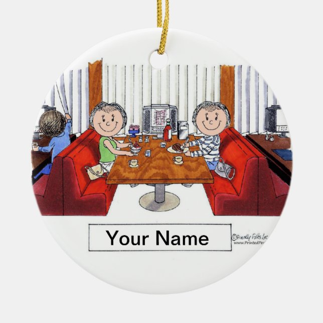 Vänner, 2 honor - Personlig Tecknad, vänner Julgransprydnad Keramik (Framsidan)