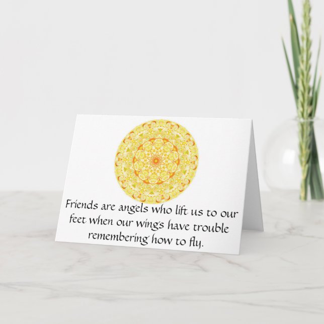 Vänner är änglar som lyfter oss till vår fot när… kort (Framsida)