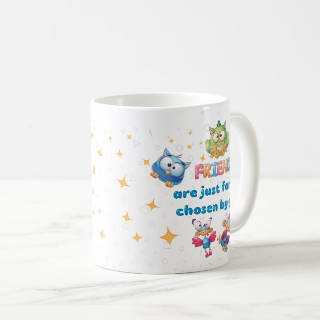 Vänner är bara familj som du väljer kaffemugg (Framsida höger)