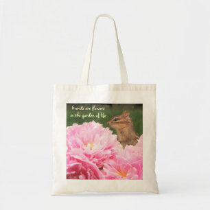 Vänner är blommacitationsteckenpionen Totebag Tygkasse