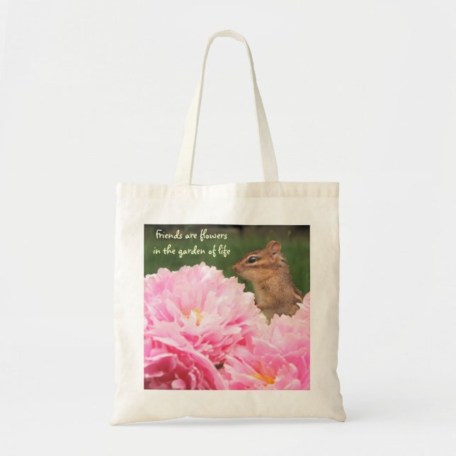 Vänner är blommacitationsteckenpionen Totebag Tygkasse (Framsidan)