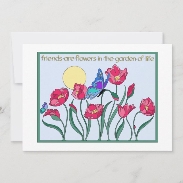 Vänner är blommor i livets trädgård inbjudningar (Framsida)