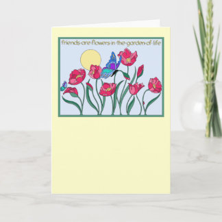 Vänner är blommor i trädgården av liv kort
