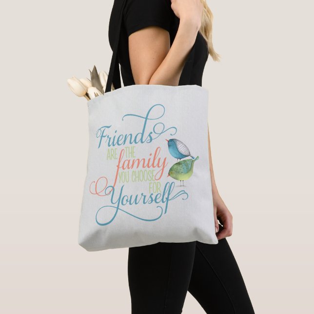Vänner är familj Du väljer typografi Tygkasse (Närbild)