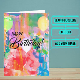 Vänner är som ballonger Watercolor Birthday Kort