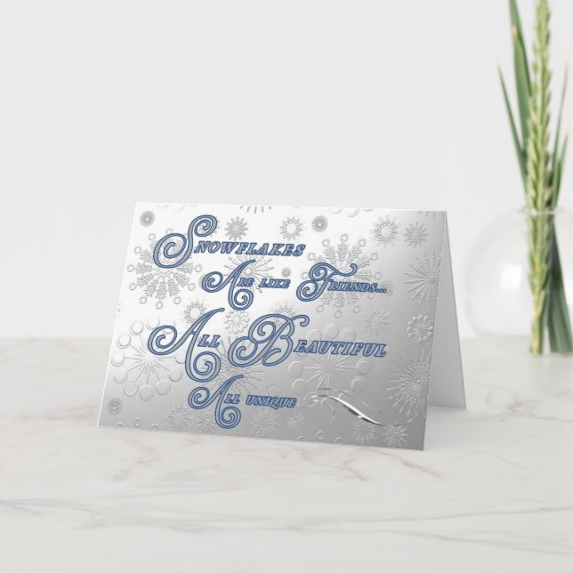 Vänner är som Snöflingor Helgdag Card Helgkort (Framsida)