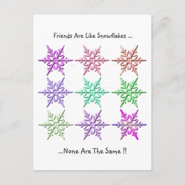 Vänner är som Snöflingor.. Vykort (Framsida)
