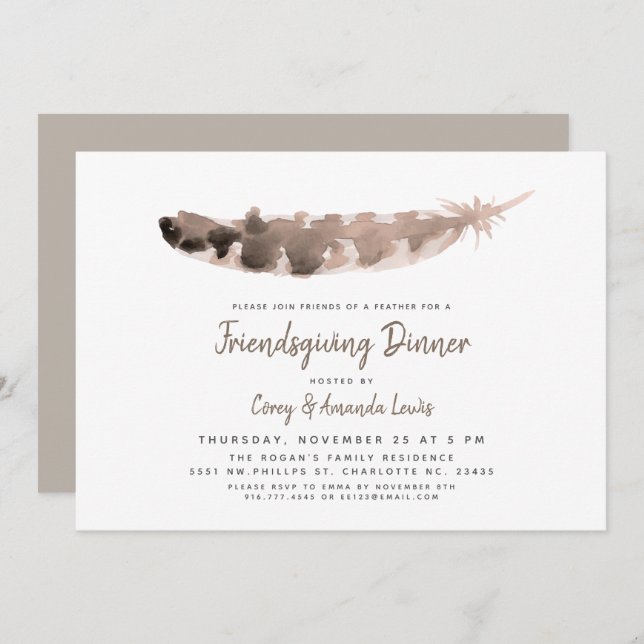 Vänner av ett party för fjäder | Friendsgiving Inbjudningar (Fram/baksida)