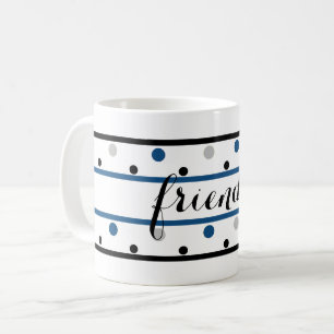 Vänner Azure Blue Silver Black Polka dots Kaffemugg