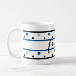 Vänner Azure Blue Silver Black Polka dots Kaffemugg