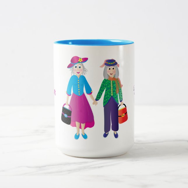 VÄNNER BFF TILLS VI ÄR GAMLA OCH GRÅTT 2-TON COFF Två-Tonad MUGG (Center)