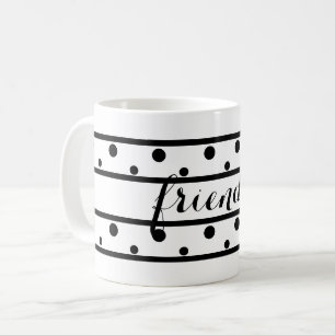 Vänner Black Polka dots White Kaffemugg