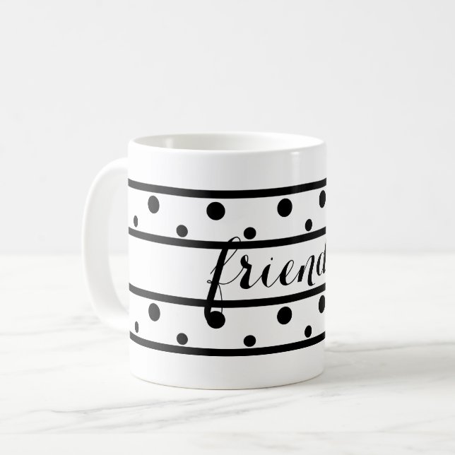 Vänner Black Polka dots White Kaffemugg (Framsida vänster)