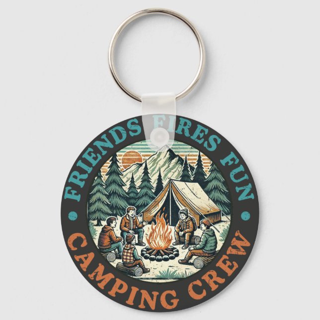 Vänner Brand Roligt Camping Crew Sign Nyckelring (Framsida)