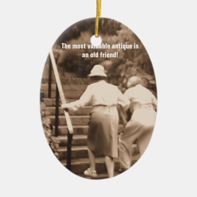 Vänner brukar avsluta julgransprydnad keramik (Framsidan)