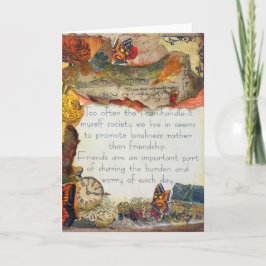 Vänner Butterflies Flowers Mixed Media Collage Kort