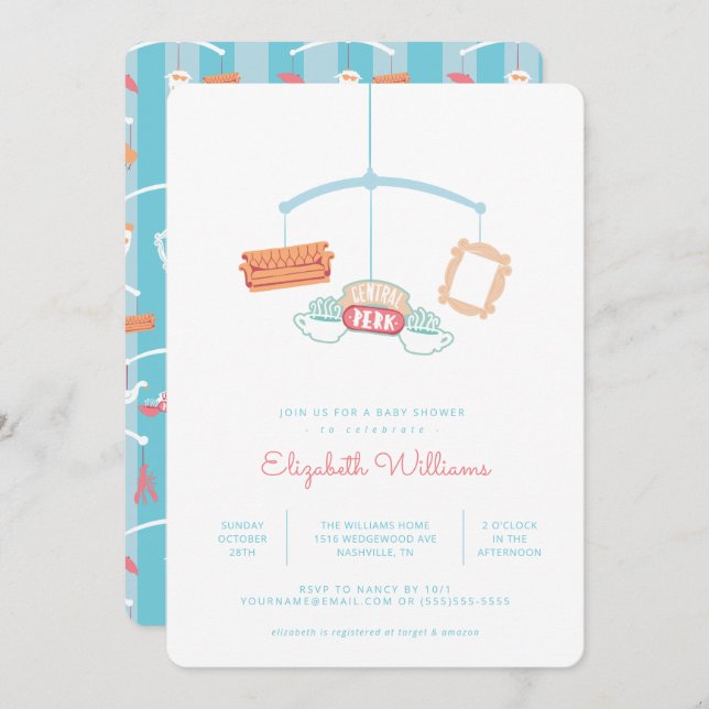VÄNNER™ | Central Perk Mobile Baby Shower Inbjudningar (Fram/baksida)