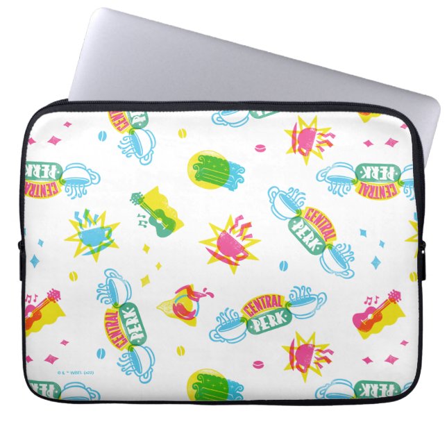 VÄNNER™ | Centrala Perk Neon Mönster Laptop Fodral (Framsidan)