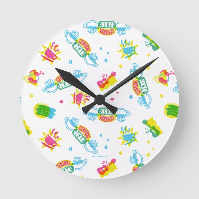 VÄNNER™ | Centrala Perk Neon Mönster Rund Klocka (Framsida)