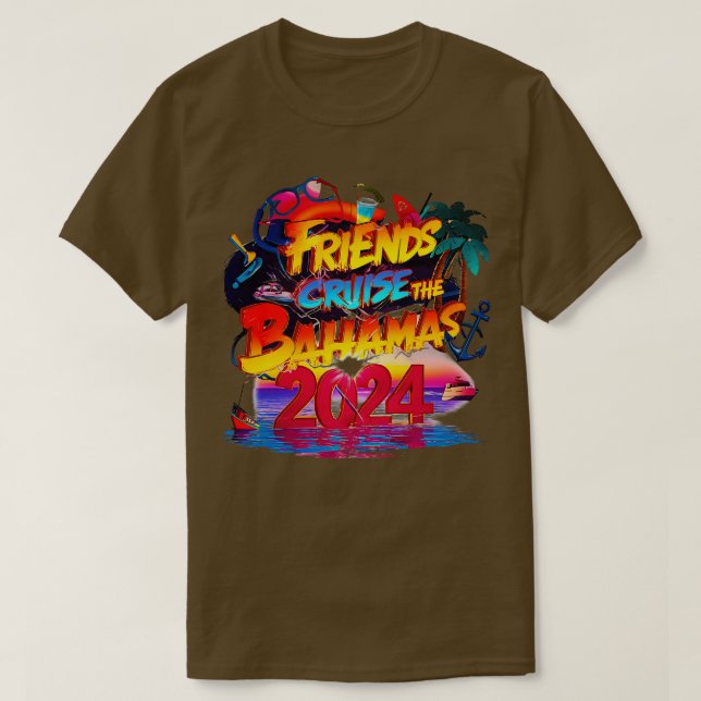 Vänner Cruise the Bahamas 2024 Lusande Traveling S T Shirt (Design framsida)