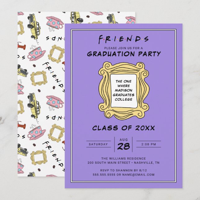 VÄNNER™ den med Studentfesten Inbjudningar (Fram/baksida)