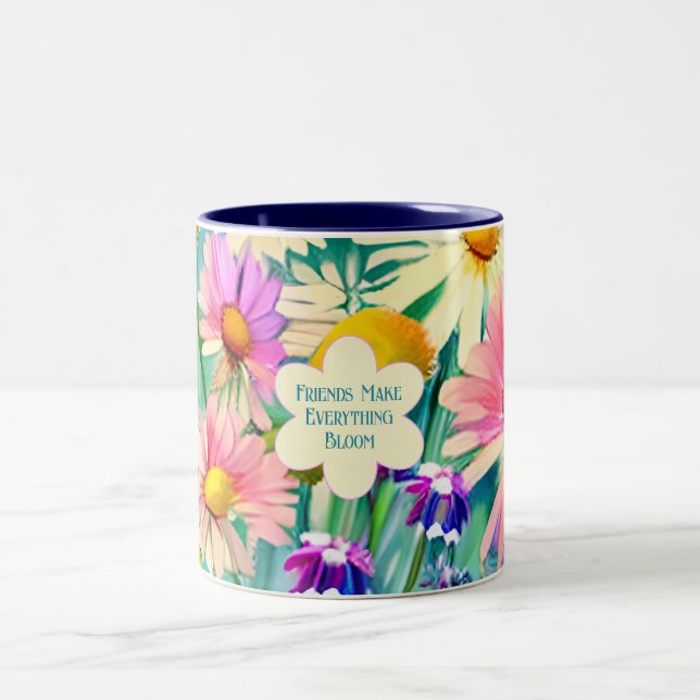 Vänner får allt att blomma Två-Tonad mugg (Center)
