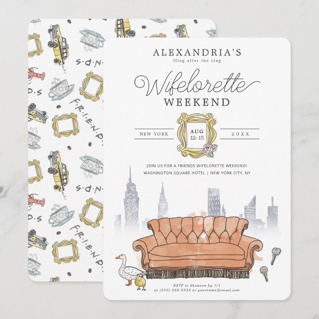 VÄNNER™ | Fiske efter Ring Wifelorette Inbjudningar (Fram/baksida)