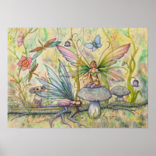 Vänner Flower Fairy Fantasy Art Poster Skriv ut