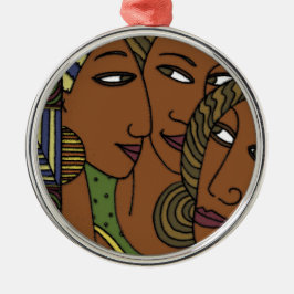 Vänner för afrikansk amerikankvinnasyster julgransprydnad metall