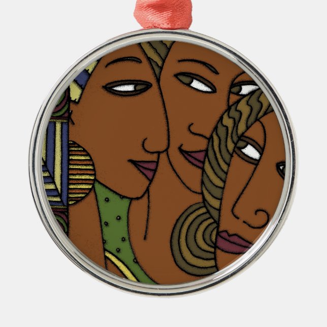 Vänner för afrikansk amerikankvinnasyster julgransprydnad metall (Framsidan)