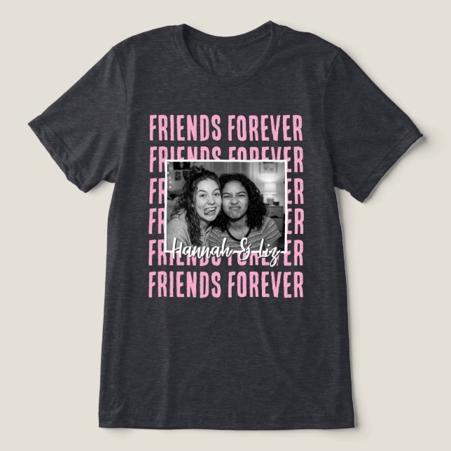 Vänner för alltid Anpassade fotonamn T Shirt (Design Framsida)