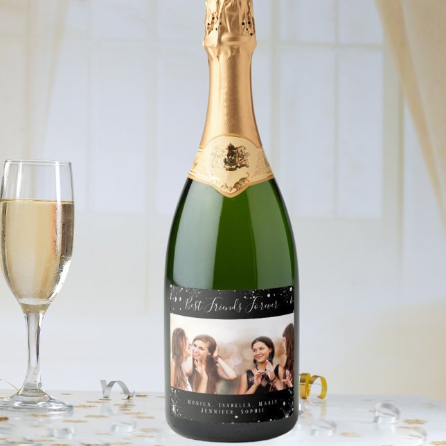 Vänner för alltid foto svart silver glitter (Skapare uppladdad)