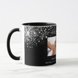 Vänner för alltid fotosvart silver glitter namn mugg