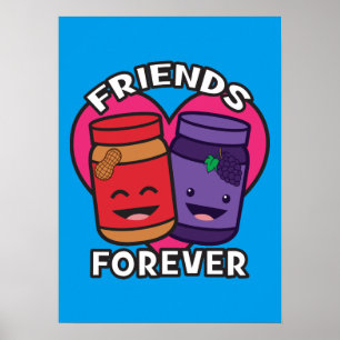 Vänner för alltid - jordnötssmör och Jelly Kawaii Poster