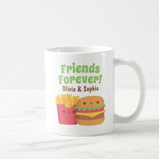 Vänner för alltid, Kawaii pommes frites och Burger Kaffemugg (Höger)