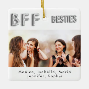 Vänner för evigt fotofoto silver besties BFF Julgransprydnad Keramik