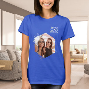 Vänner för evigt oändligt foto namn royal blått t shirt