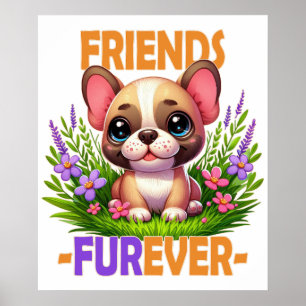 Vänner för evigt pun. Söt fransk Bulldog-valp Poster