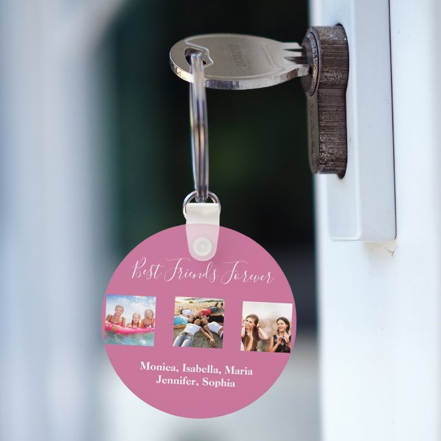Vänner för evigt rosa för BFF-fotomörk namn Nyckelring (Skapare uppladdad)