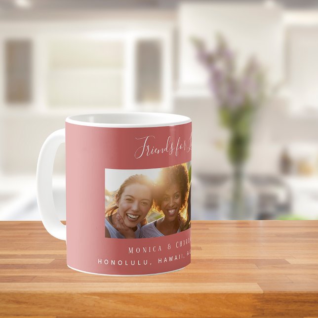 Vänner för livsfoto namn brun röd kaffemugg (Skapare uppladdad)