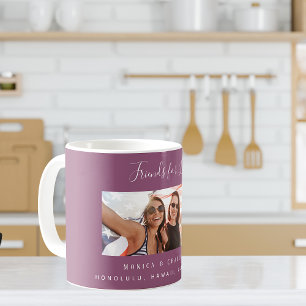 Vänner för livsfoto namn lila kaffemugg
