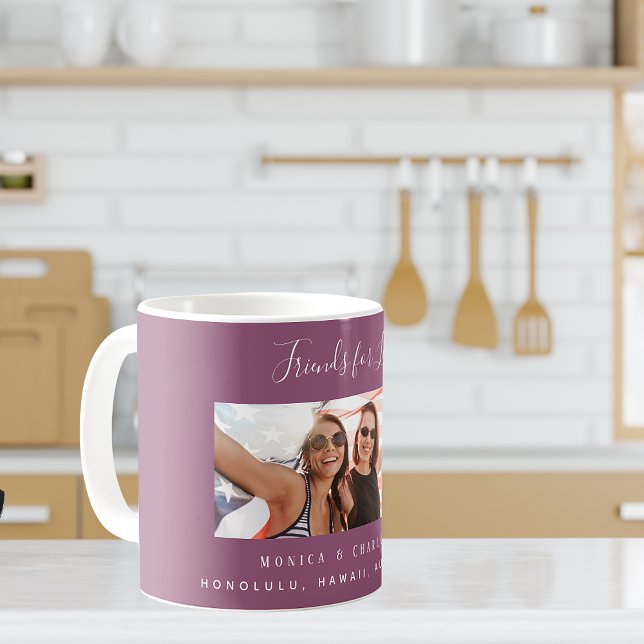 Vänner för livsfoto namn lila kaffemugg (Skapare uppladdad)