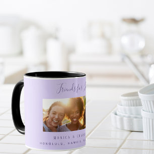 Vänner för livsfoto namn violet lavender mugg