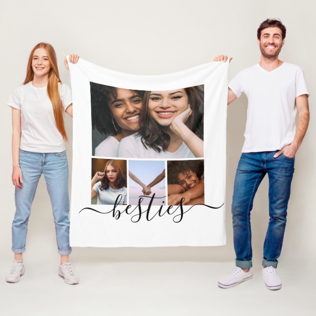 Vänner för personlig-foto och textfoto fleecefilt (På plats)