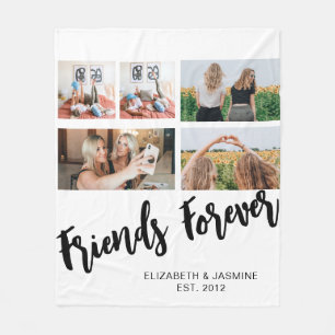 Vänner för Photo Collage Gift för BFF-Anpassningsb Fleecefilt