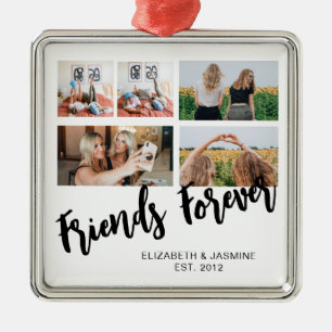 Vänner för Photo Collage Gift för BFF-Anpassningsb Julgransprydnad Metall