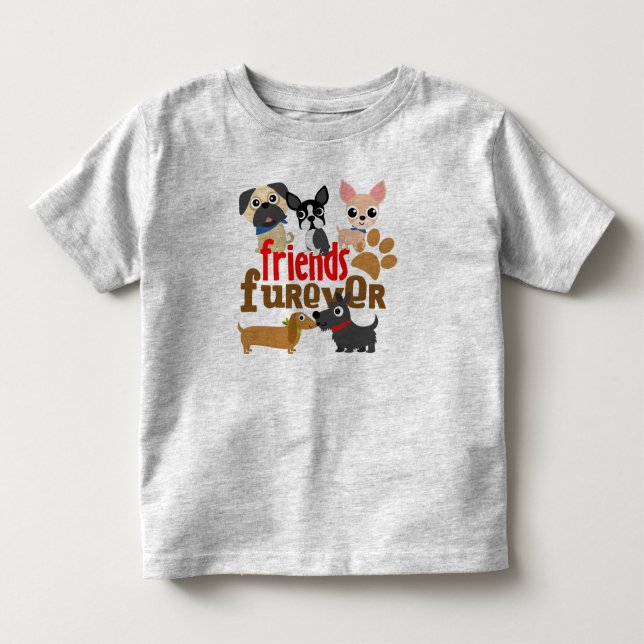 Vänner Furever Hundar-valpar T-shirt (Framsida)