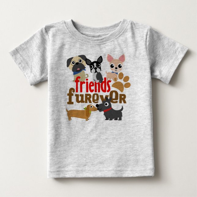 Vänner Furever Hundar-valpar T-shirt (Framsida)