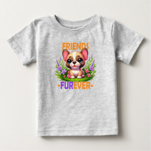 Vänner Furever pun. Cute Fransk Bulldog-hundvalpen T Shirt