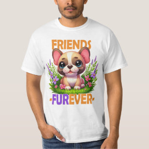 Vänner Furever pun. Cute Fransk Bulldog-hundvalpen T Shirt